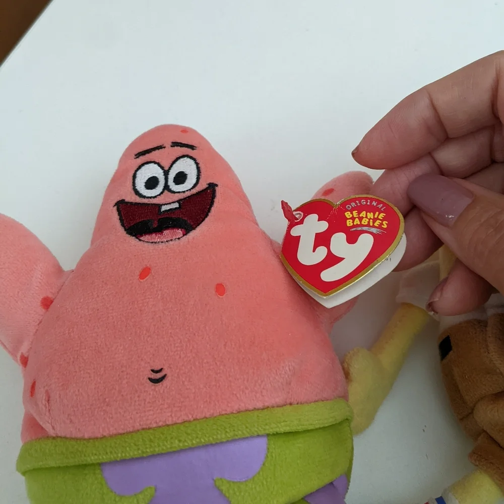 VTG Sponge Bob Square Pants and Patrick Star with tags, 2 Ty Beanie Babies - Picture 14 of 15